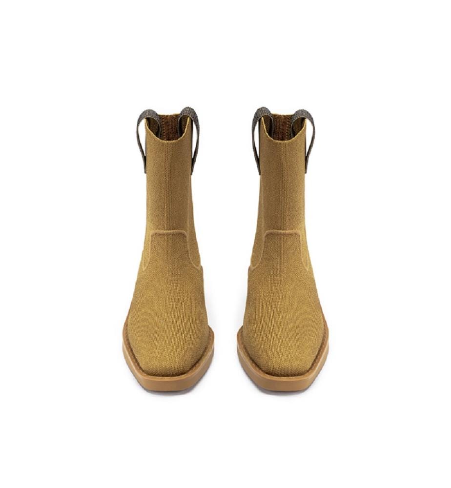 Vintage ankle boots with block heel - Tan