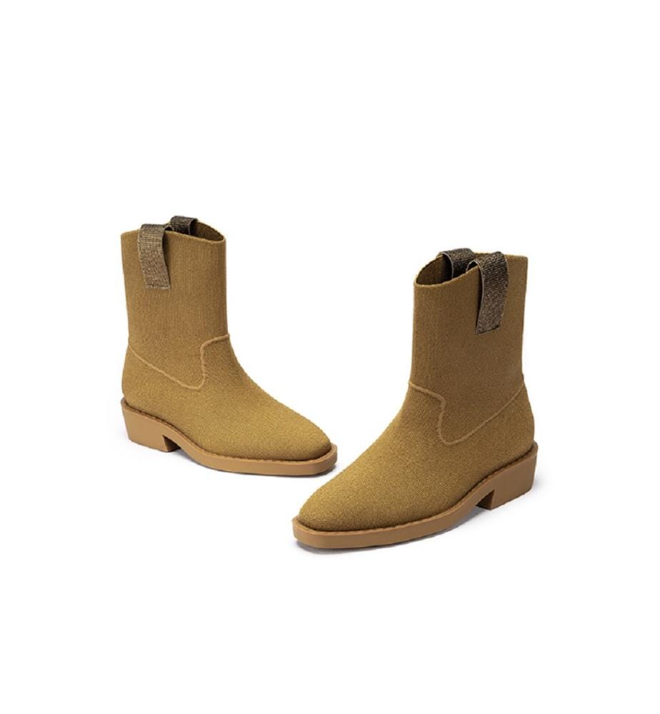 Vintage ankle boots with block heel - Tan