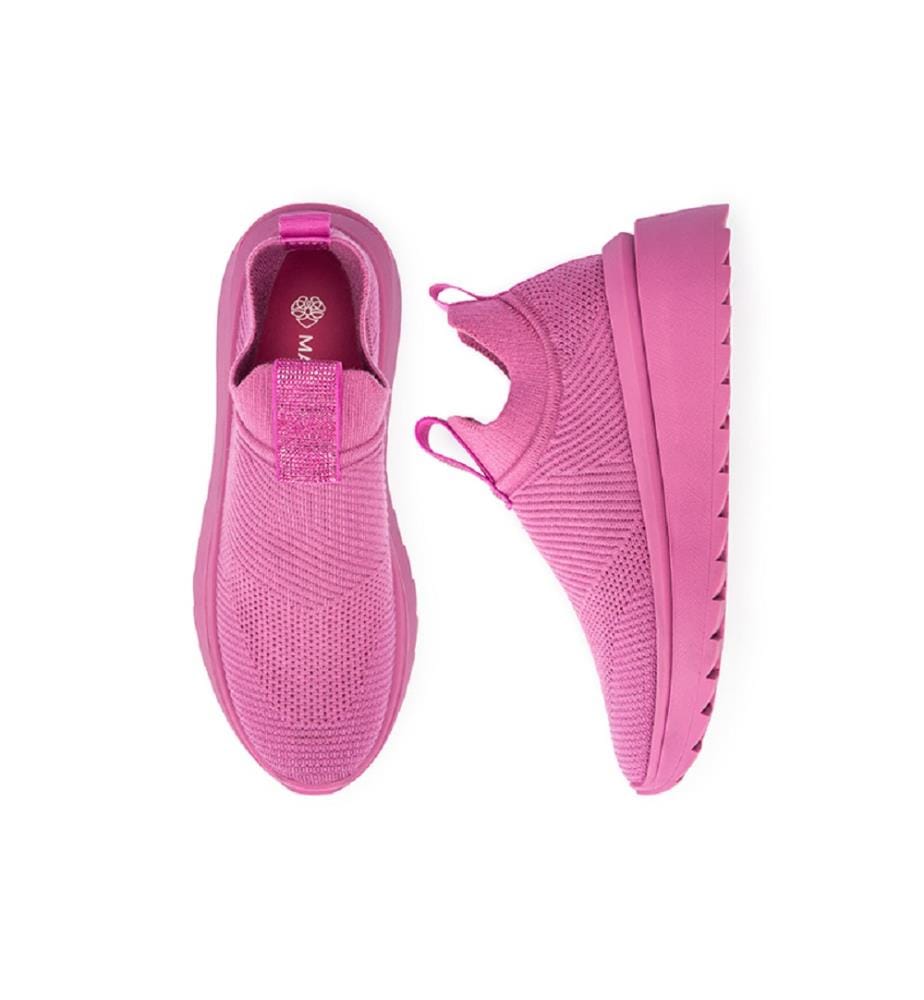 Baskets compensées en maille - Fuchsia
