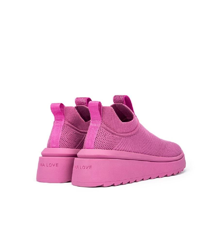 Baskets compensées en maille - Fuchsia