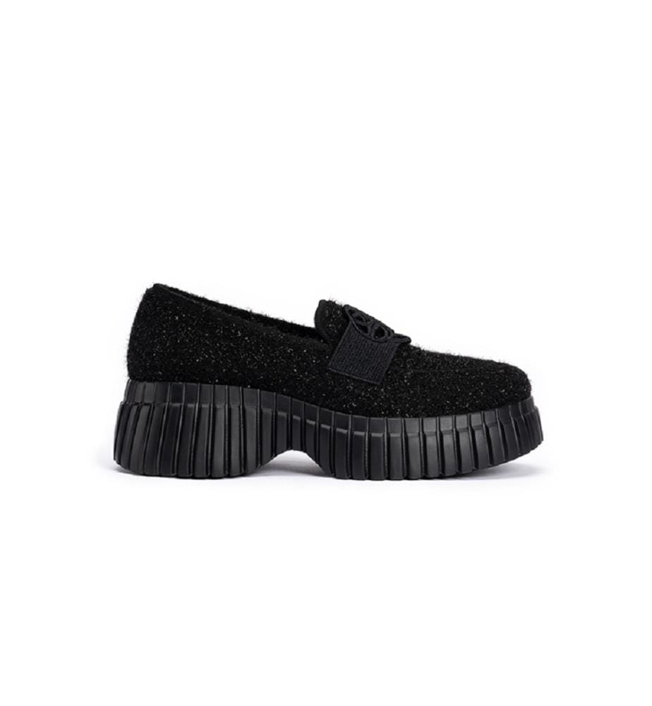 Paris Tweed platform loafers - Black