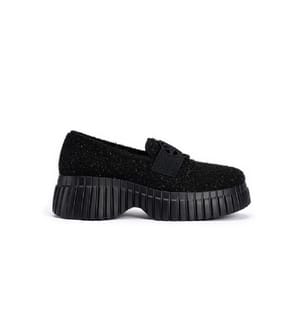 Paris Tweed platform loafers - Black