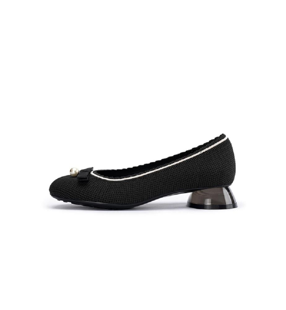 Pearl Bow loafer pumps - Black
