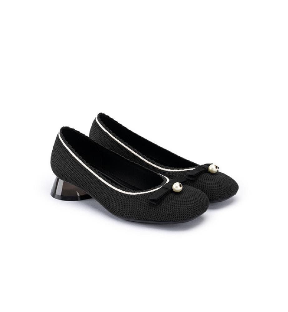 Pearl Bow loafer pumps - Black