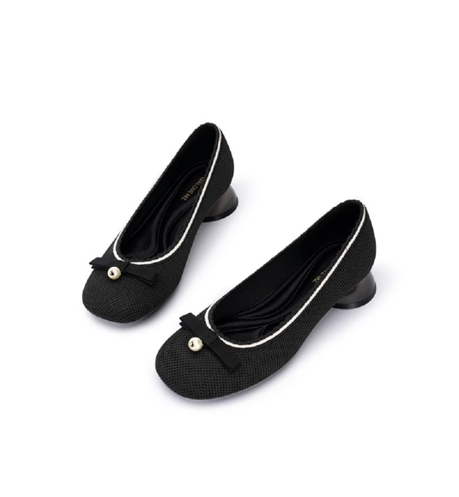 Pearl Bow loafer pumps - Black