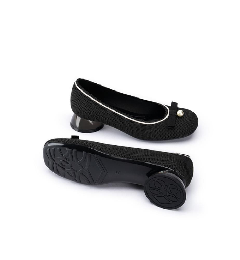 Pearl Bow loafer pumps - Black