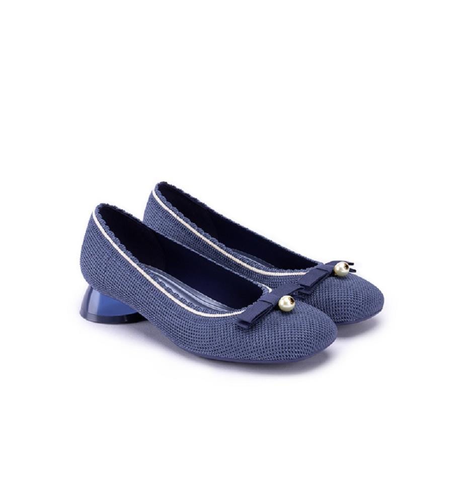 Pearl Bow loafer pumps - Indigo
