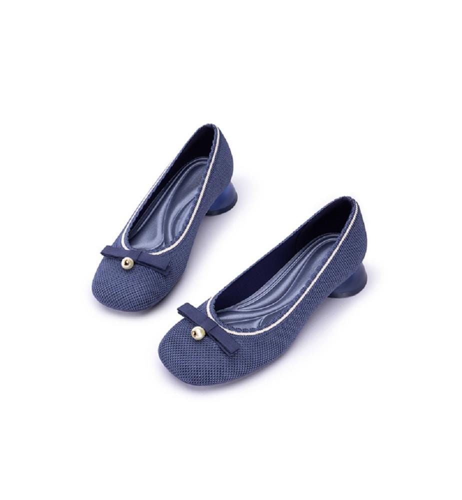 Pearl Bow loafer pumps - Indigo