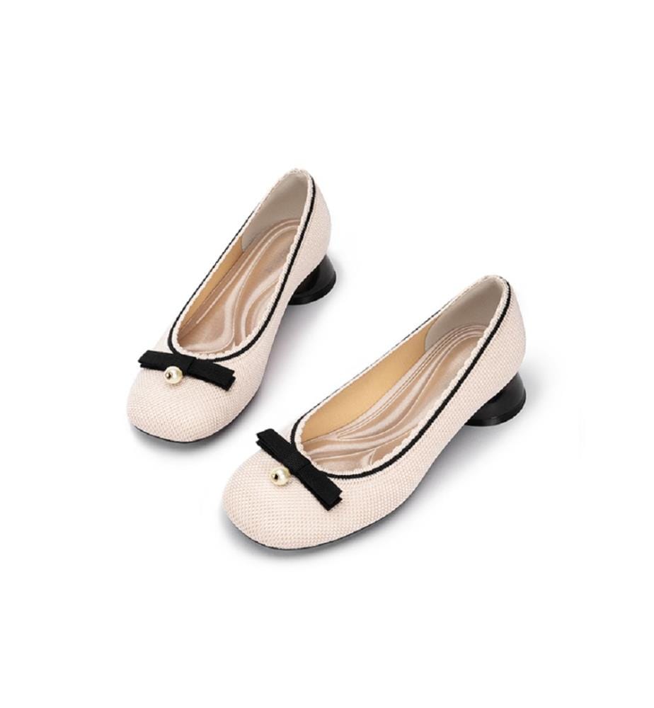 Pearl Bow loafer pumps - Ivory