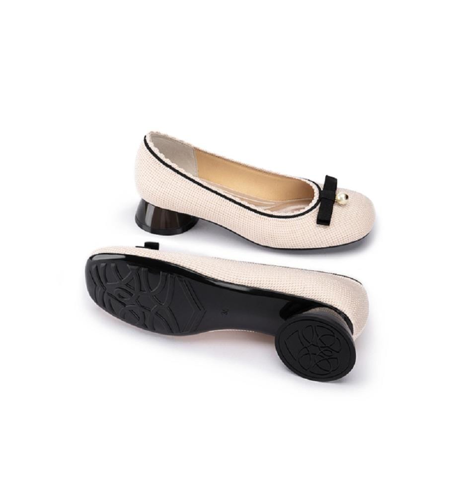Pearl Bow loafer pumps - Ivory