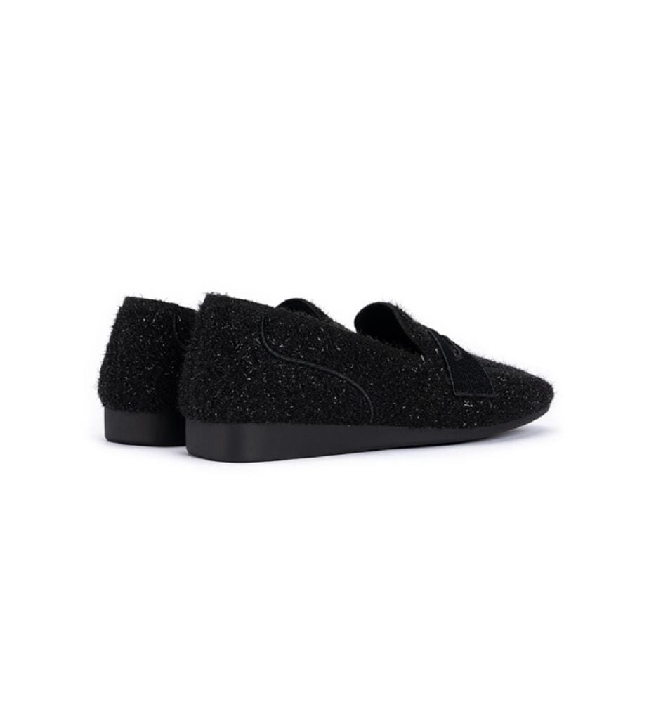 Glitzernde Tweed-Mokassins - Schwarz