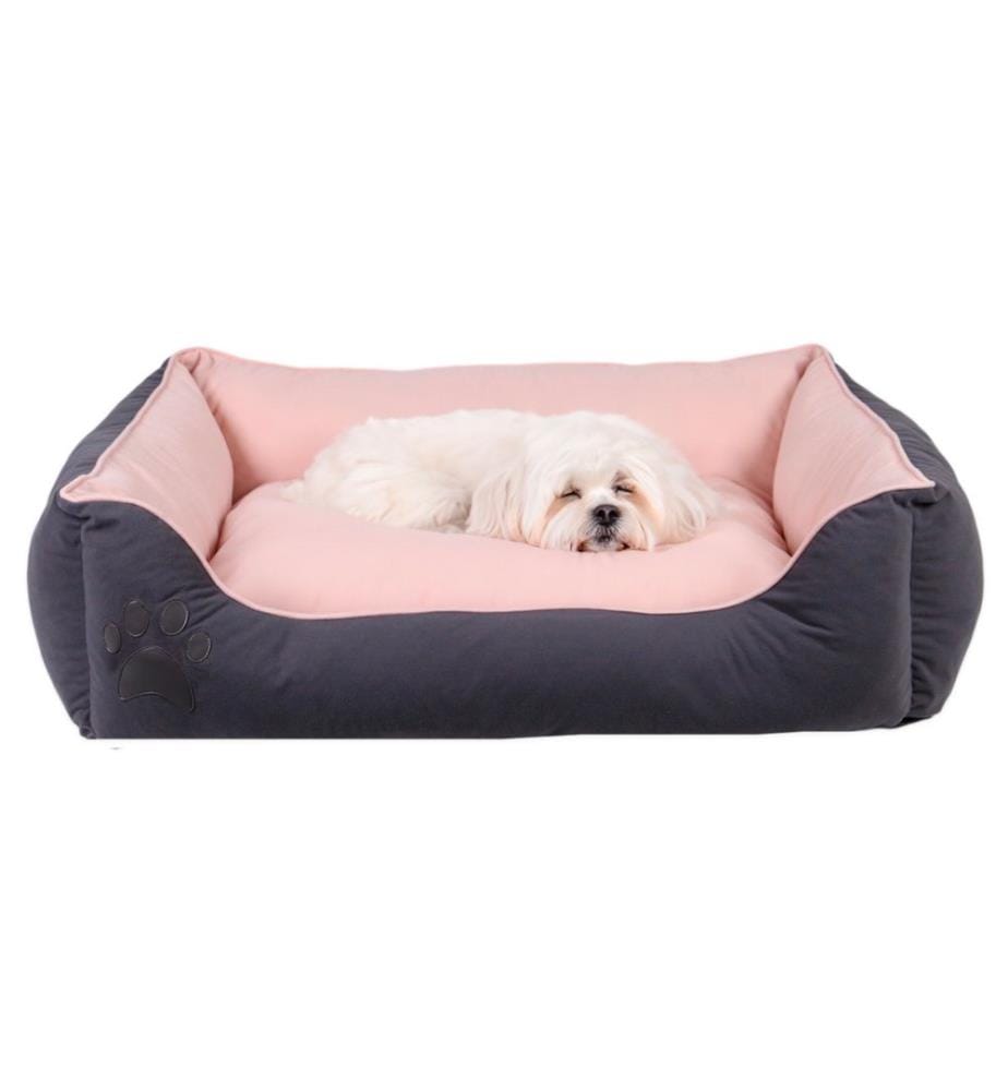 Hund- und Katzenbett Lucy L – Grau und Rosa
