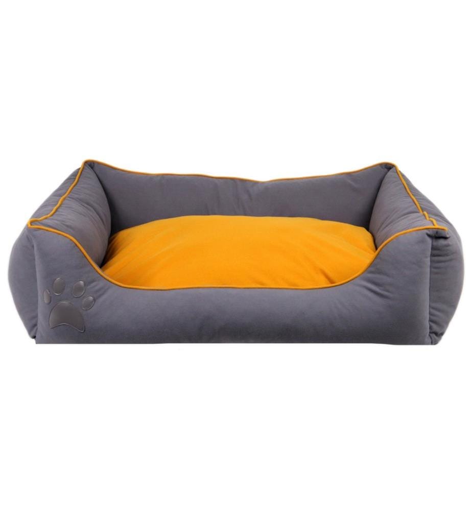 Hund- und Katzenbett Lucy M – Grau und Senfgelb