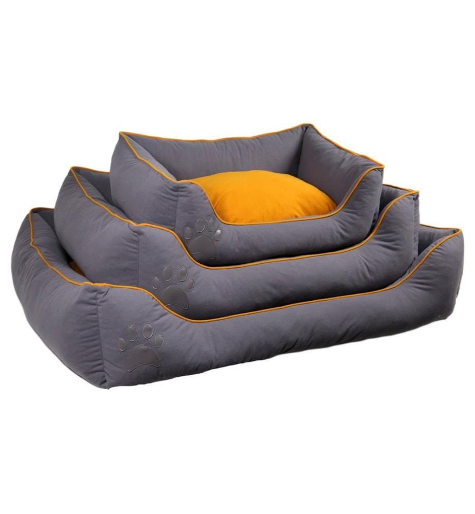 Hund- und Katzenbett Lucy M – Grau und Senfgelb