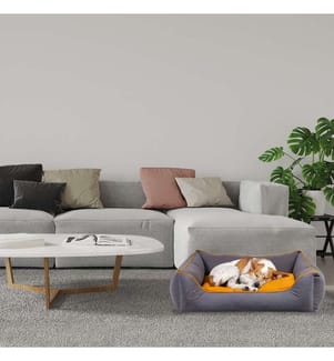 Hund- und Katzenbett Lucy S – Grau und Senfgelb