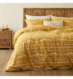 Housse de couette double Blessing 200x220 cm - Moutarde