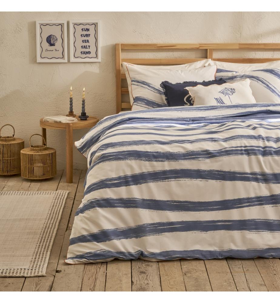 Copripiumino matrimoniale Marine piping 200x220 cm - Blu e bianco