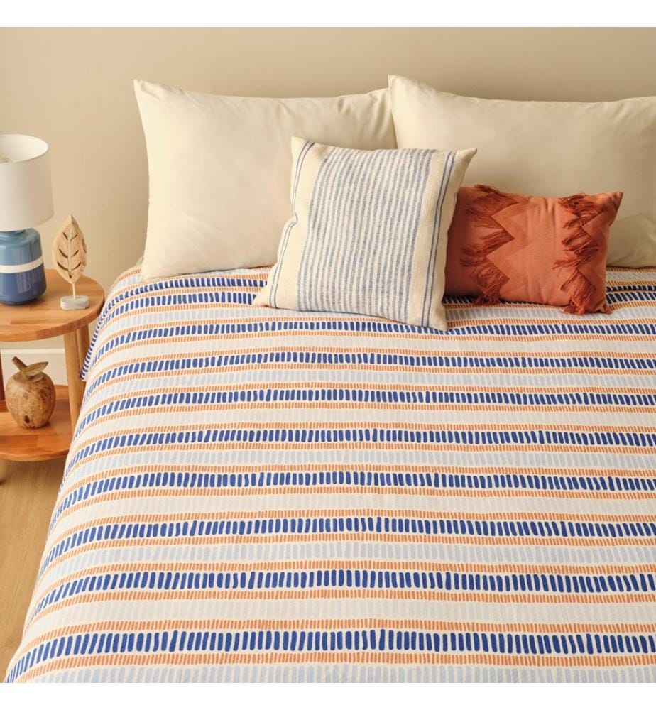 Cooper printed double bedspread 200x220 cm - Blue