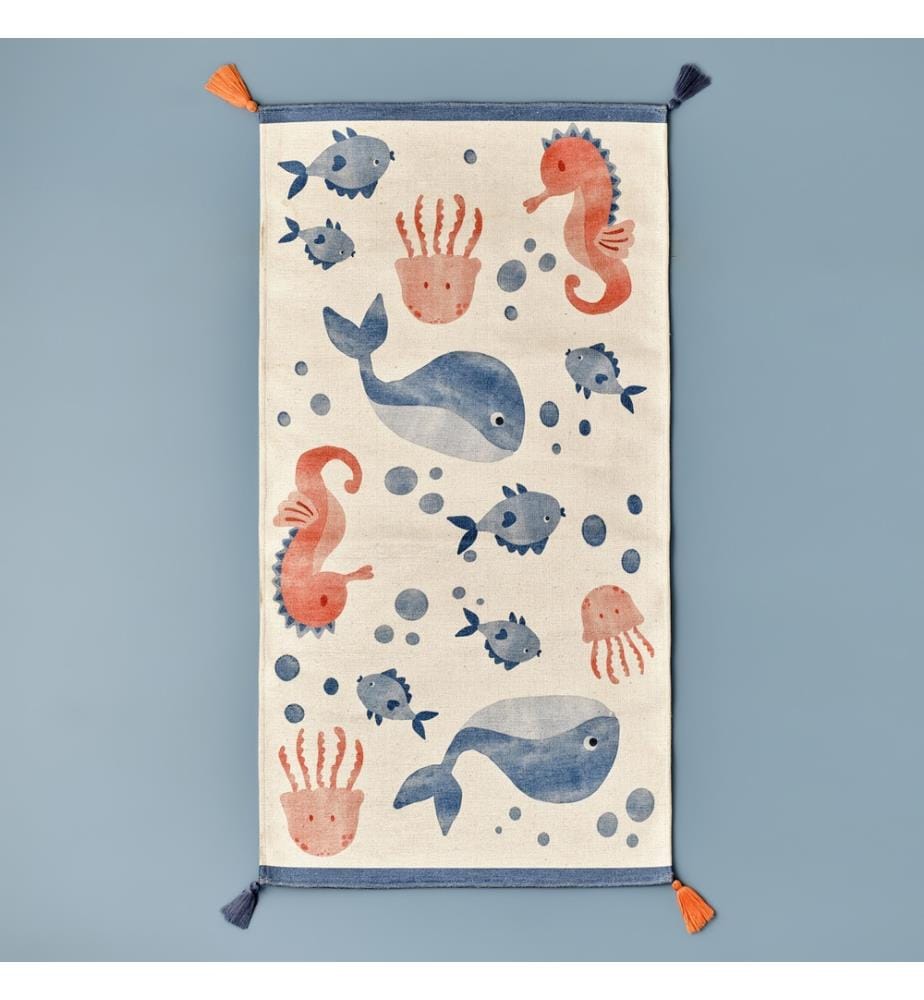 Marine Baby Teppich 80x150 cm - Mehrfarbig