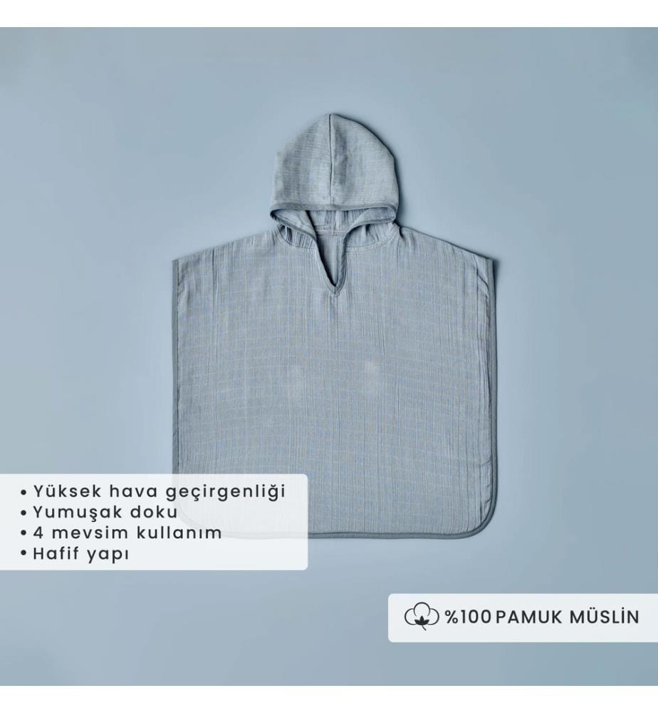 Poncho in mussola blu 60x60 cm - Blu