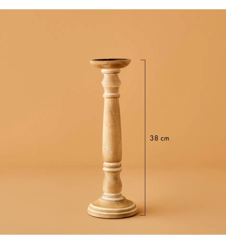Bougeoir Dora 12x12x38 cm - Naturel