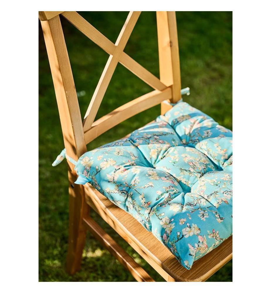 Cuscino per sedia Van Gogh «Mandorlo in fiore» - Turchese