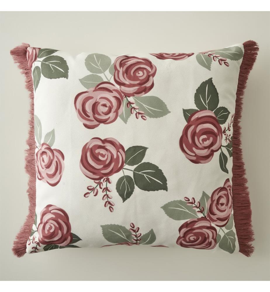 Housse de coussin décorative imprimée Rose - Crème