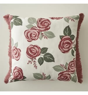 Housse de coussin décorative imprimée Rose - Crème