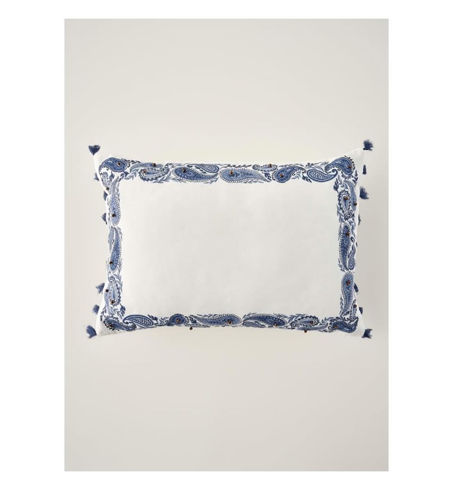 Housse de Coussin Perlée Paisley - Bleu