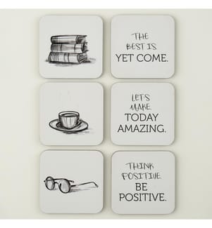 Sous-verres Learn 6 pièces 10x10 cm - Noir