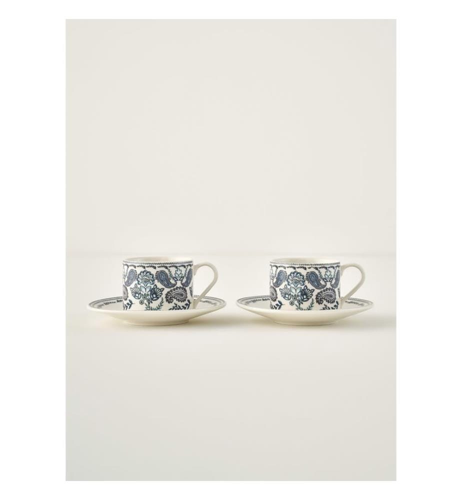 Lot de 2 Tasses à Thé Paisley - Bleu