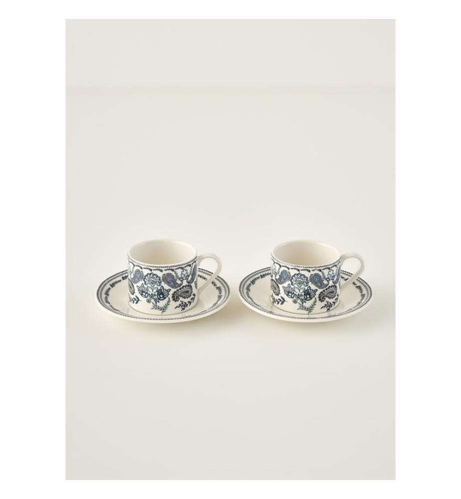 Lot de 2 Tasses à Thé Paisley - Bleu