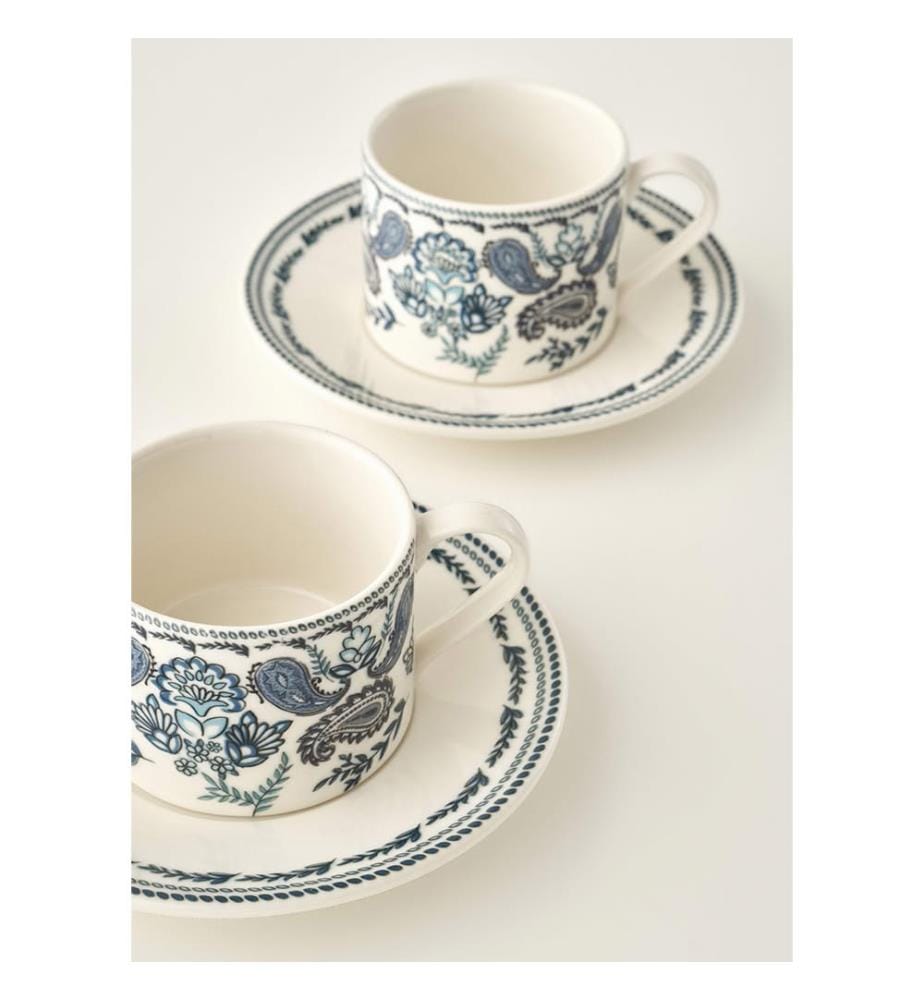 Lot de 2 Tasses à Thé Paisley - Bleu