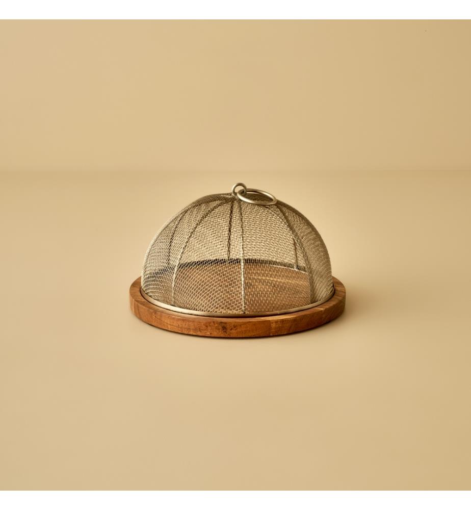 Présentoir à gâteau avec cloche Spark 23x14,5 cm - Naturel