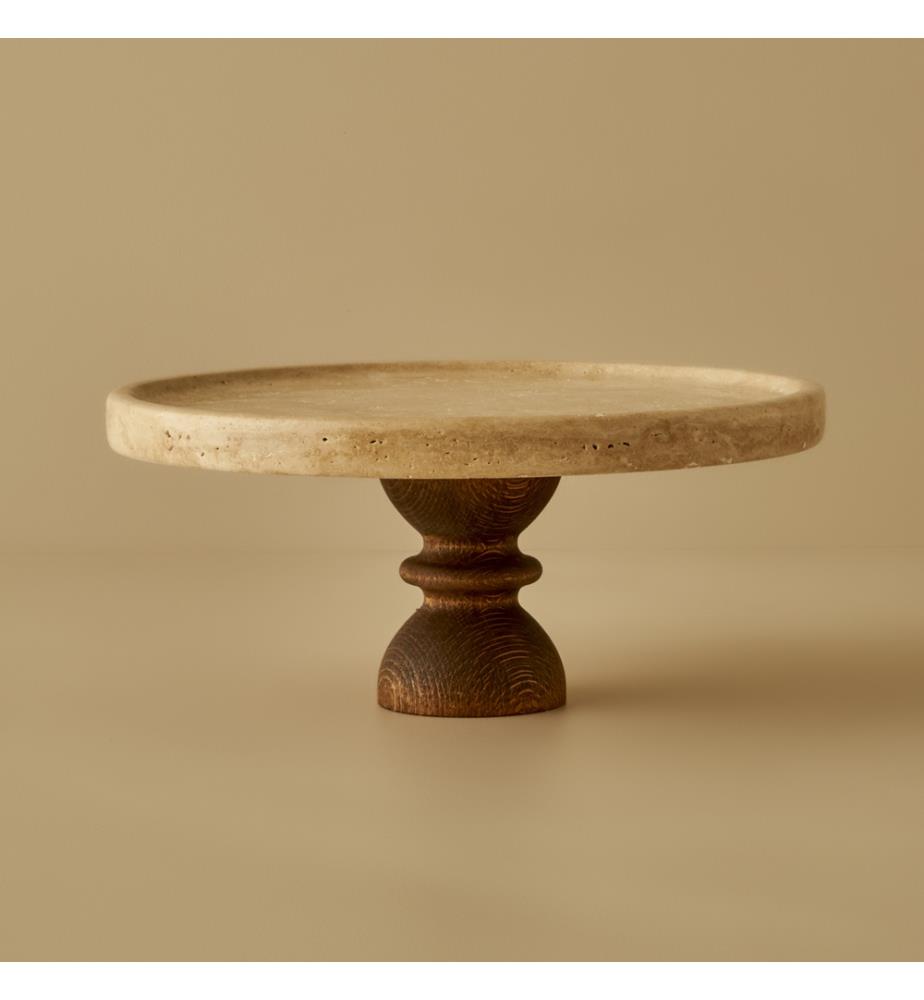Présentoir à gâteau en travertin Ephesus 25 cm - Naturel
