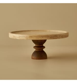 Présentoir à gâteau en travertin Ephesus 25 cm - Naturel
