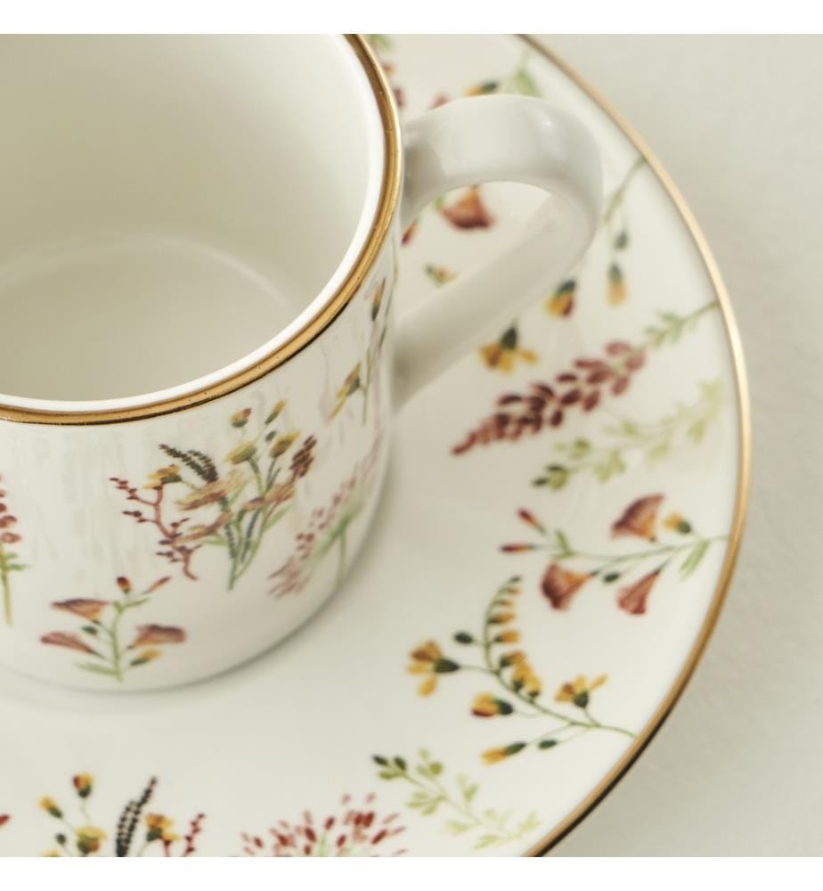 Set bestehend aus 2 Kaffeetassen Flores Porzellan 90 cc - Mehrfarbig