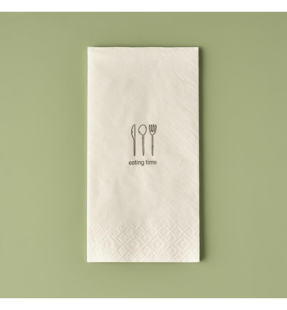 Serviettes en papier Eating Time 25 pièces 33x33 cm - Blanc