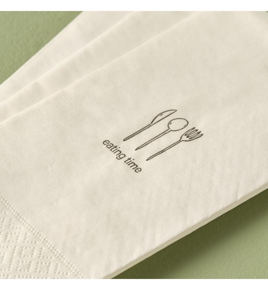 Serviettes en papier Eating Time 25 pièces 33x33 cm - Blanc