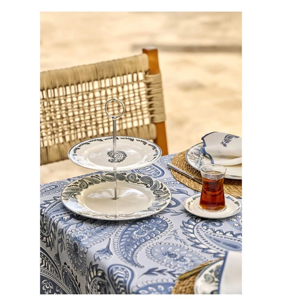 Espositore per biscotti a 2 ripiani Paisley - Blu