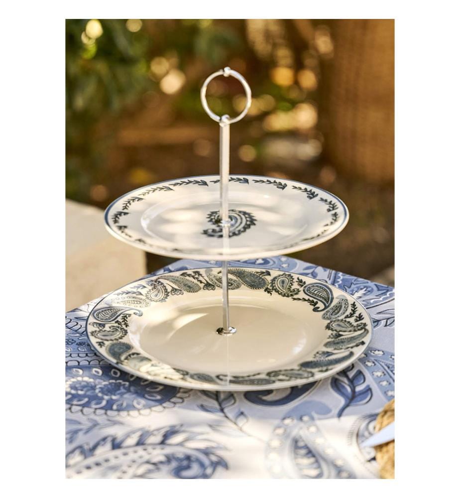 Espositore per biscotti a 2 ripiani Paisley - Blu