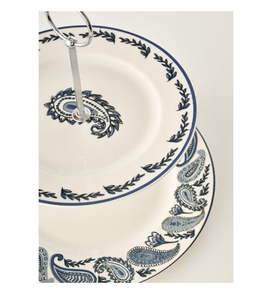 Espositore per biscotti a 2 ripiani Paisley - Blu