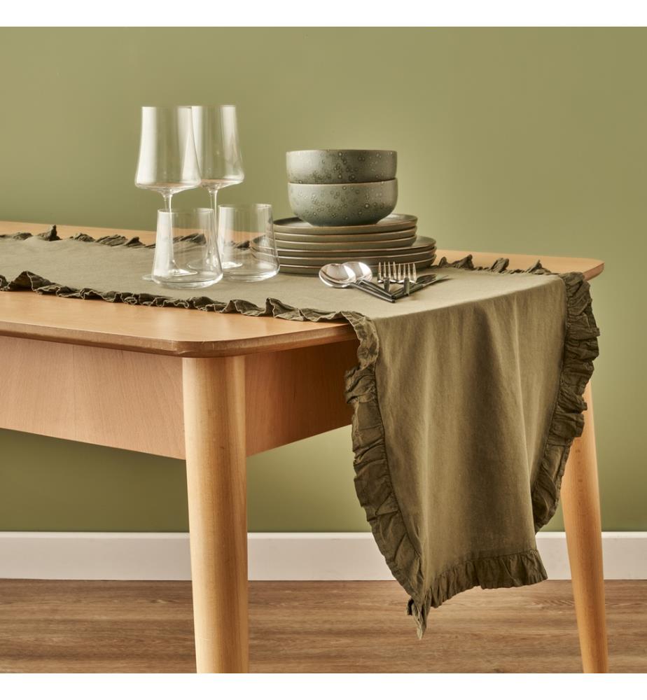 Chemin de table Elegance 50x150 cm - Kaki
