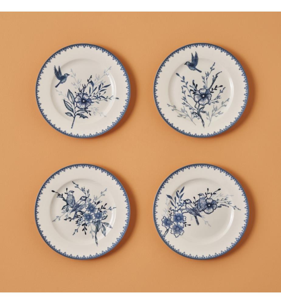 Set di 4 piatti da dessert Bleu Blanc da 21 cm - Blu