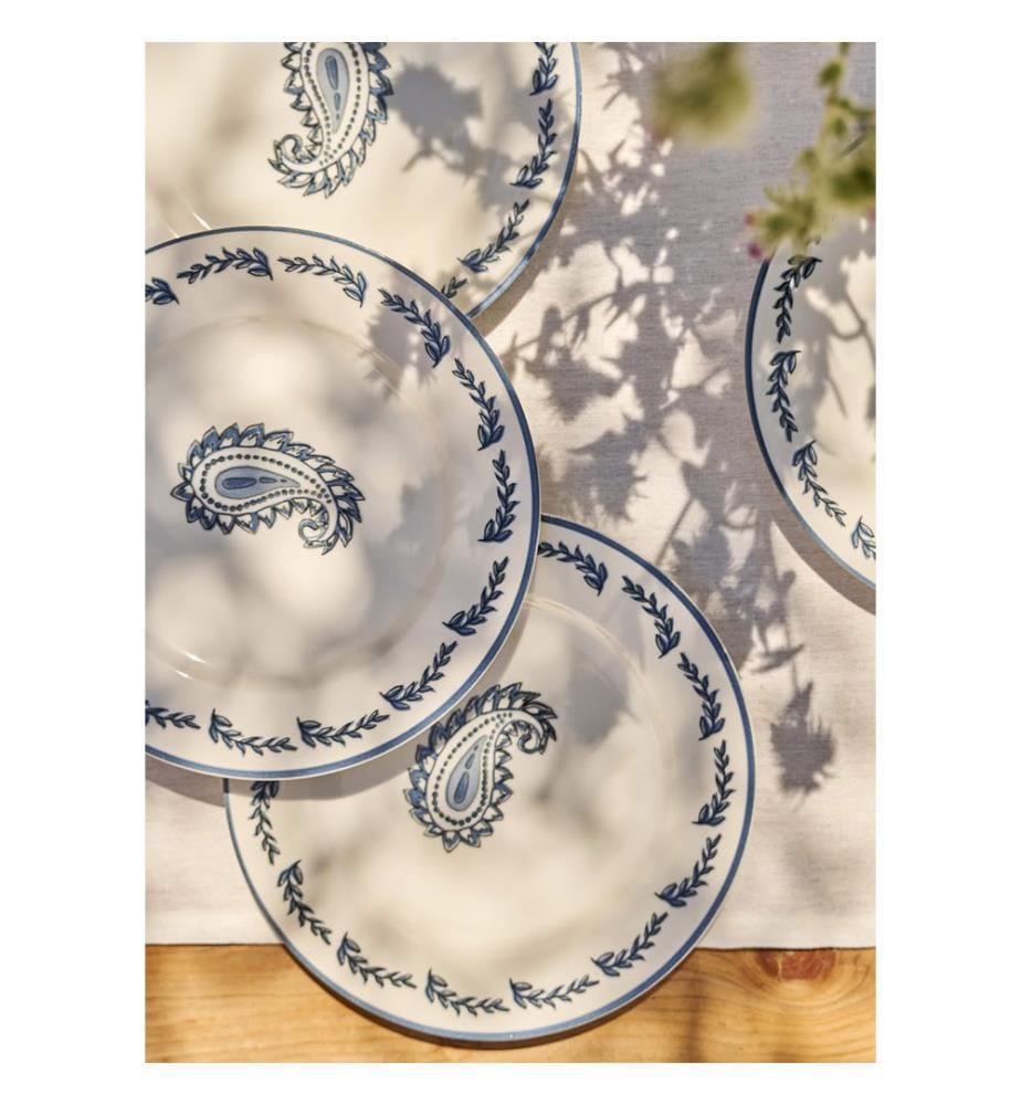 Lot de 6 Assiettes à Dessert Paisley - Bleu
