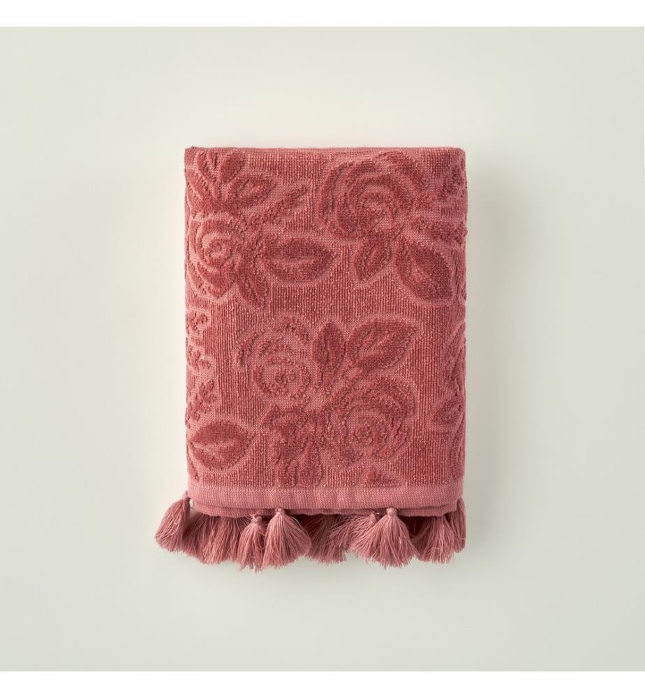 Serviette jacquard Rose 30x50 cm - Bourgogne