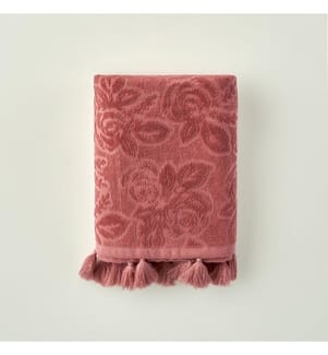 Serviette jacquard Rose 30x50 cm - Bourgogne