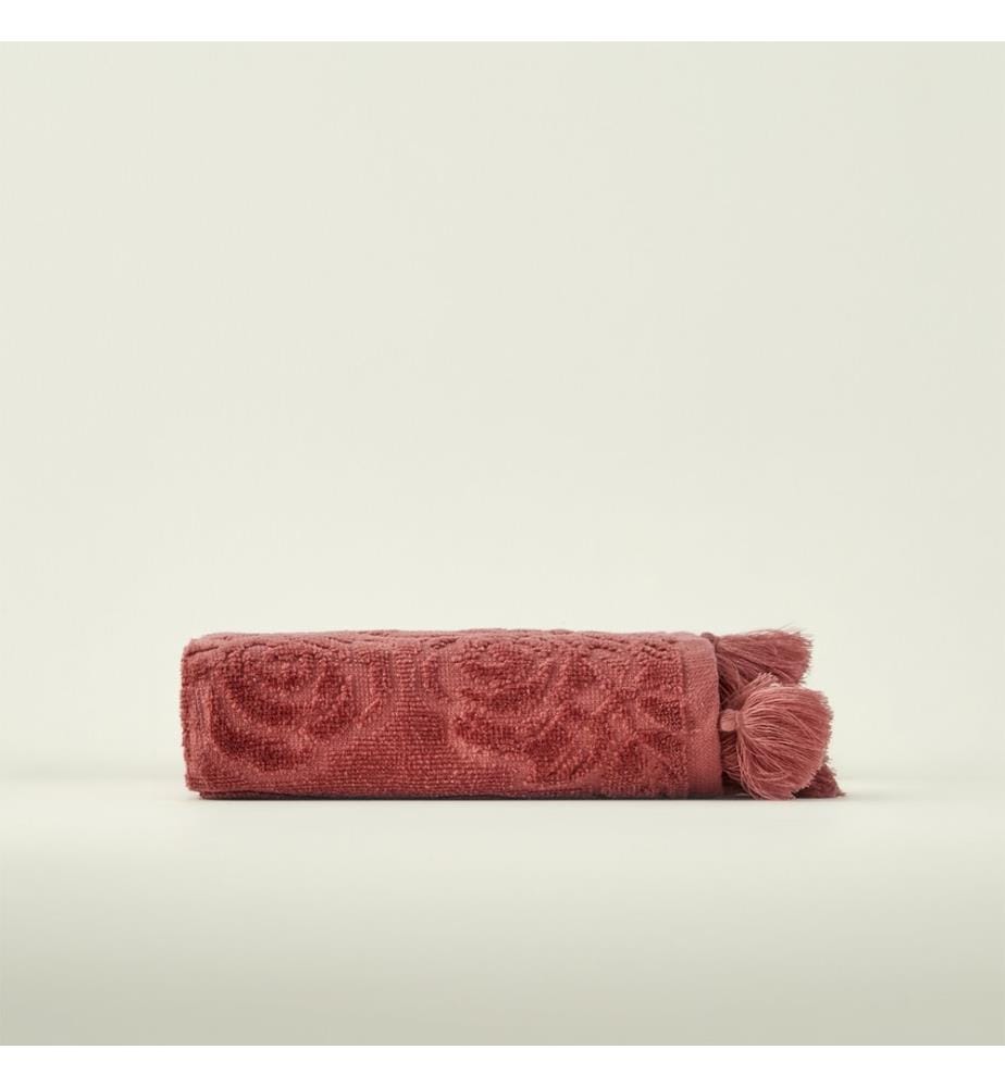 Serviette jacquard Rose 30x50 cm - Bourgogne