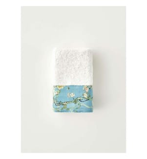 Serviette mains bord imprimé 30 x 50 cm - Turquoise