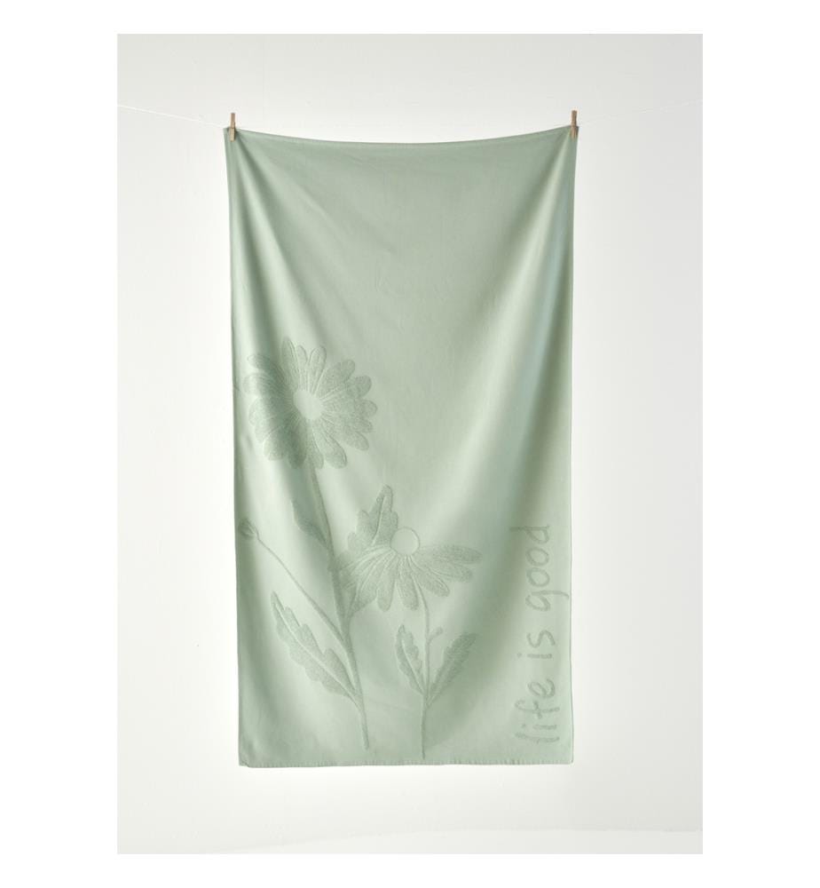 Serviette de plage en jacquard Daisy - Vert